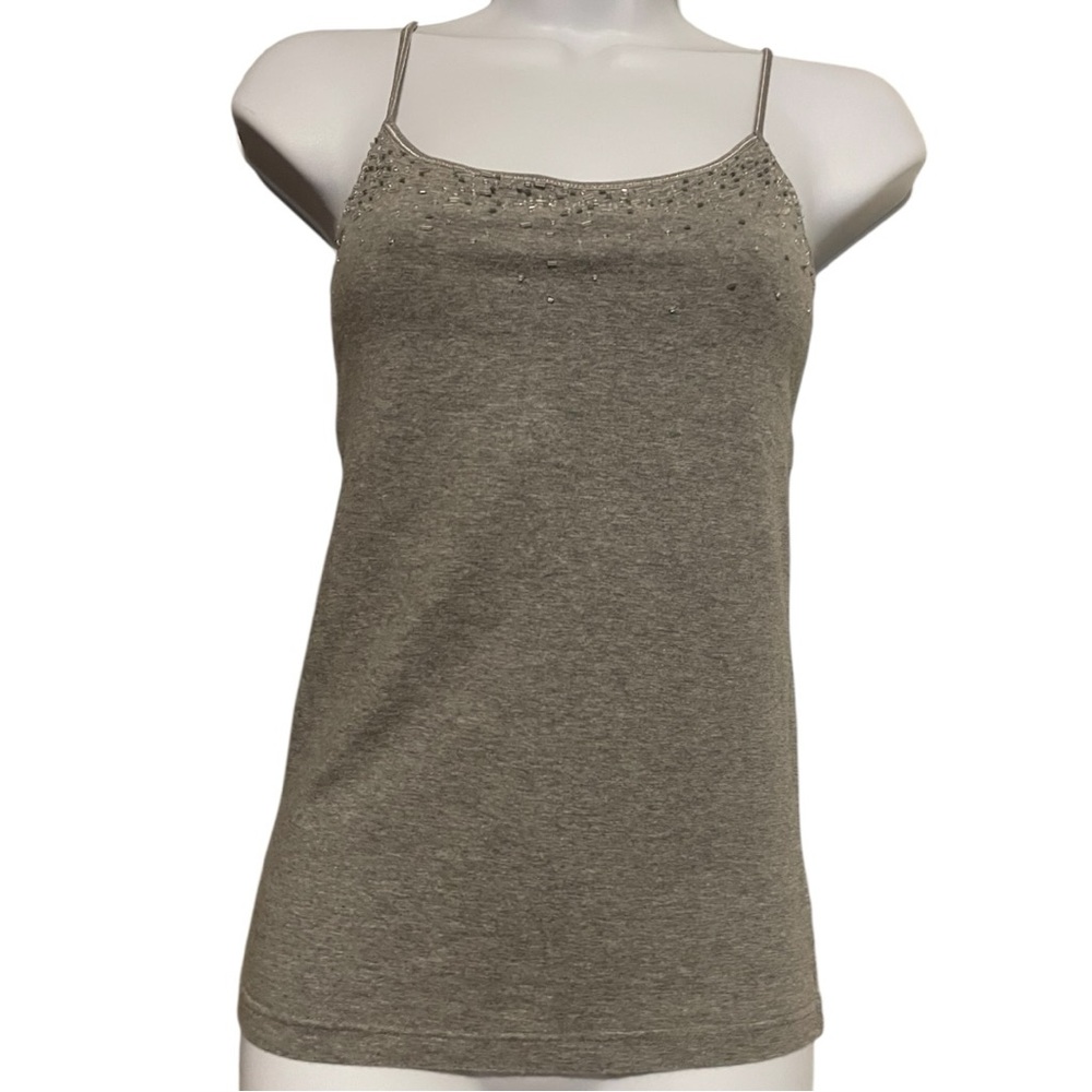 Aeropostale Womens Size S Y2K Beaded Grey Spaghetti Strap Cami Tank Top EUC